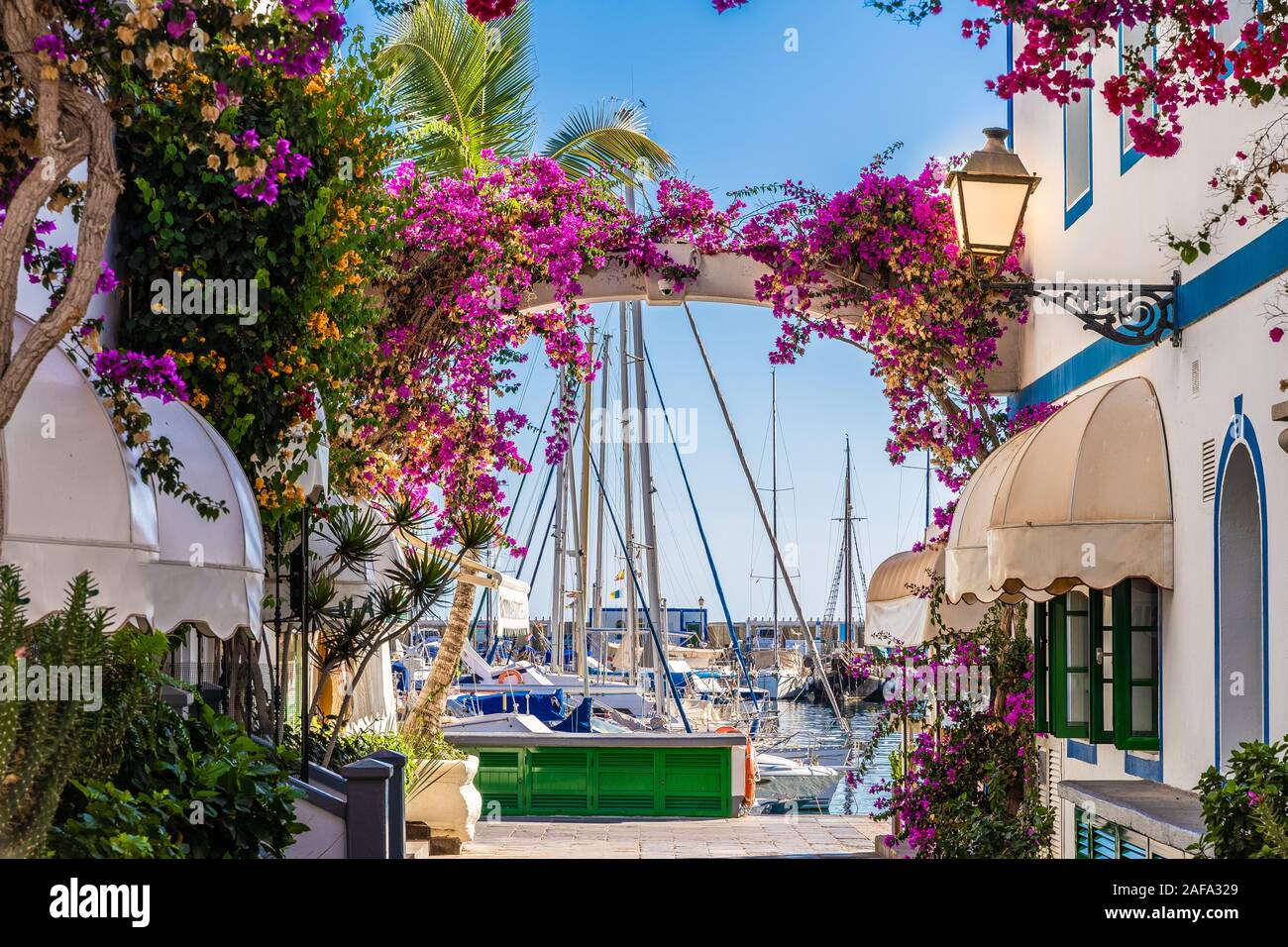 Paesaggio con Puerto de Mogan, Gran Canaria Island, Spagna Foto Stock