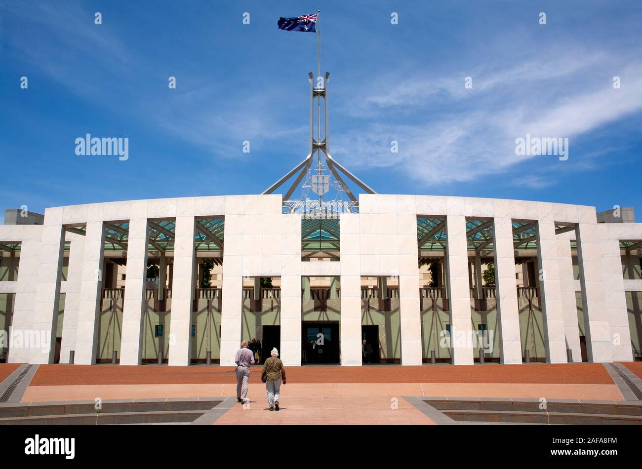 Ingresso principale della sede del Parlamento su Capital Hill, Canberra, Australian Capital Territory, Australia Foto Stock
