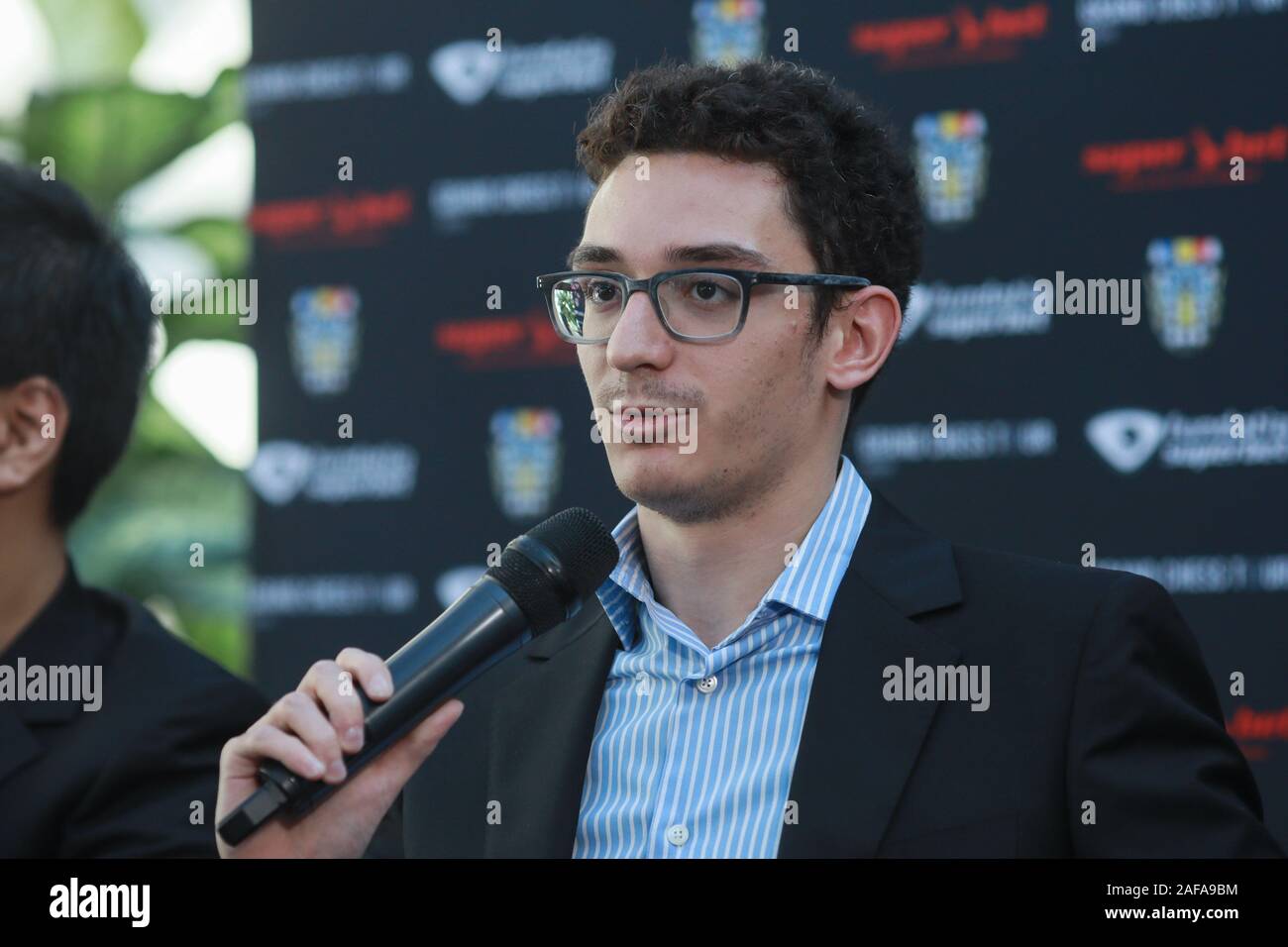 Bucarest, Romania - 5 Novembre 2019: Fabiano Caruana al rapido Superbet & Blitz torneo di scacchi.a Superbet Rapid & Blitz torneo di scacchi. Foto Stock