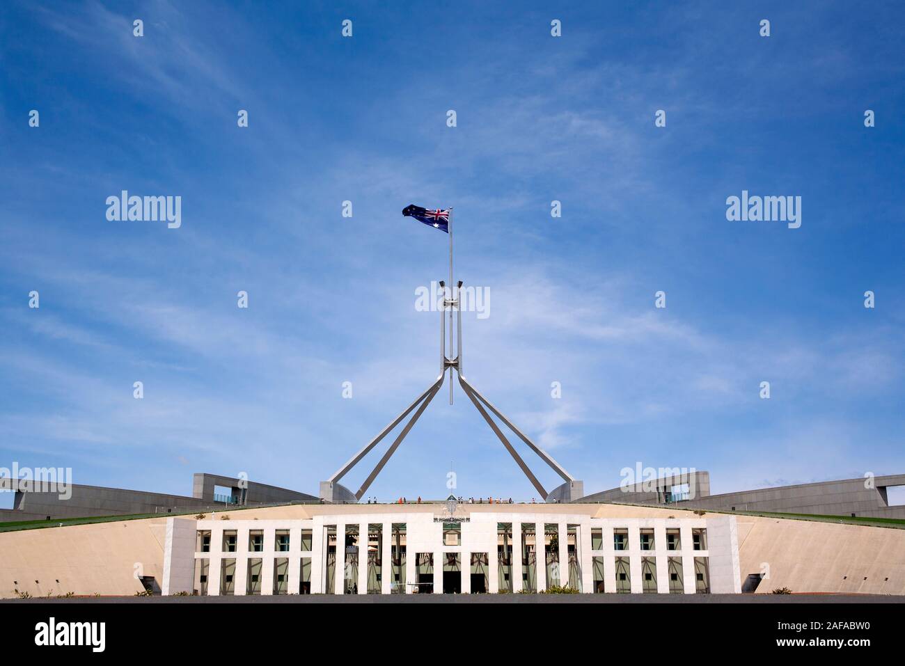 Ingresso principale della sede del Parlamento su Capital Hill, Canberra, Australian Capital Territory, Australia Foto Stock