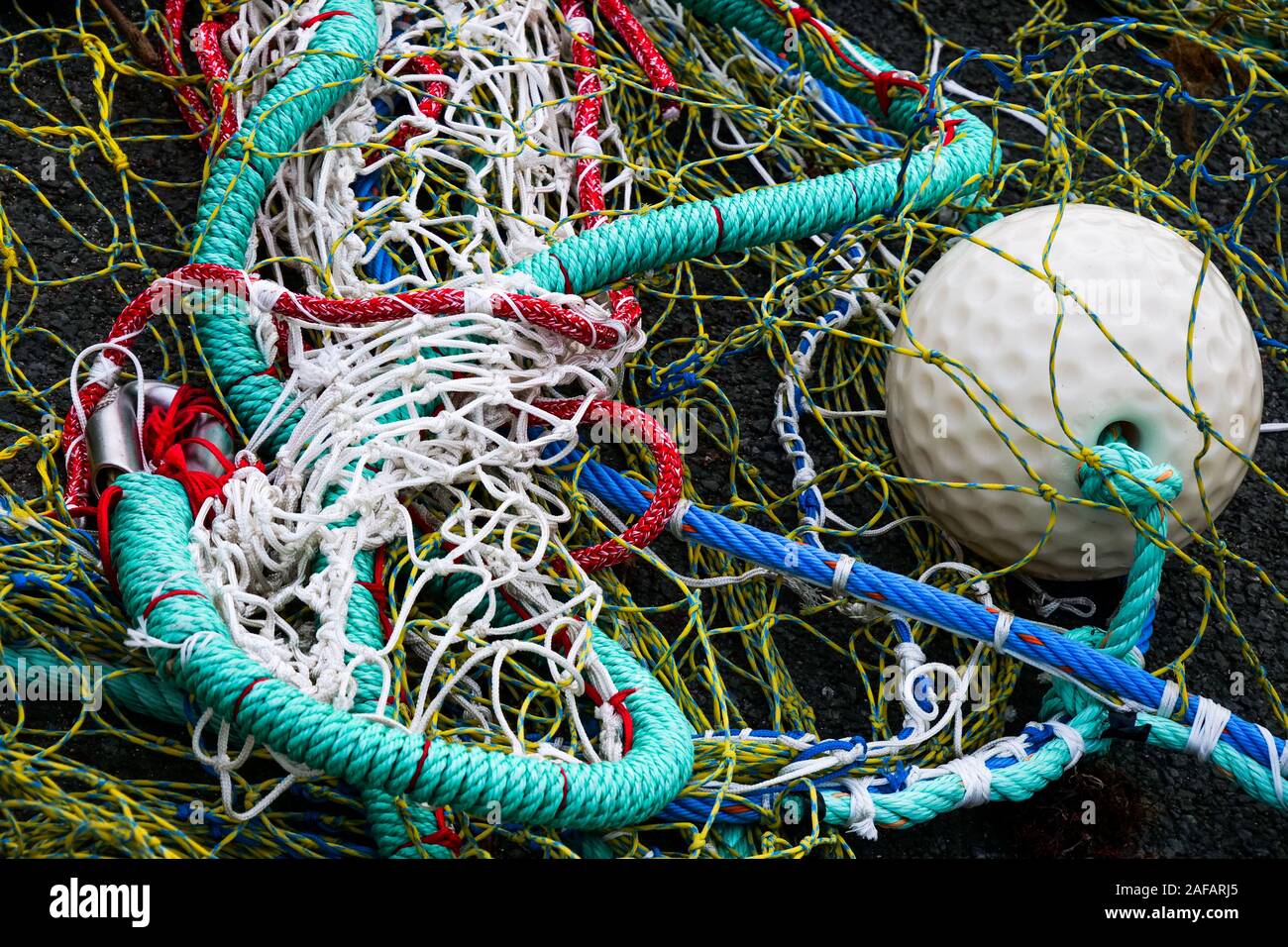 Le reti da pesca, Saint-Jean de Luz, Pyrénées-Atlantiques, Francia Foto Stock