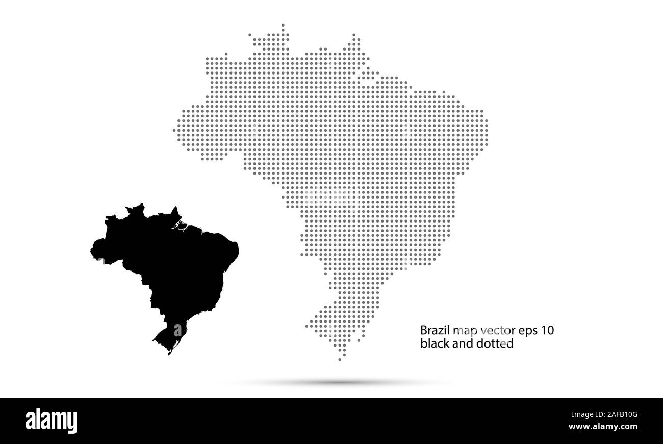 Il Brasile mappa punteggiate di vettore, isolato sfondo. Piano terra, grigio modello mappa per sito web pattern, relazione annuale o inphographics. Illustrazione Vettoriale