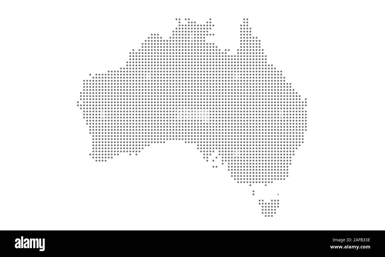 Australia mappa punteggiate di vettore, isolato sfondo. Piatto modello grigio per il sito web di pattern, relazione annuale, una infografica. Australia di mappa concettuale astratto Illustrazione Vettoriale