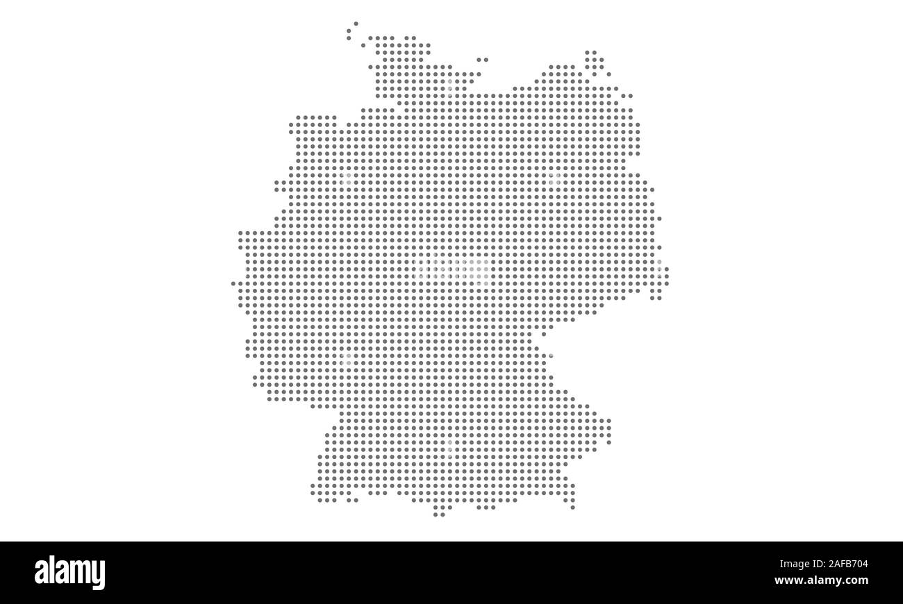 Germania mappa punteggiate di vettore, isolato sfondo. Piatta grigia modello di mappa per sito web pattern, relazione annuale, una infografica. Viaggiare in Deutschland. Illustrazione Vettoriale