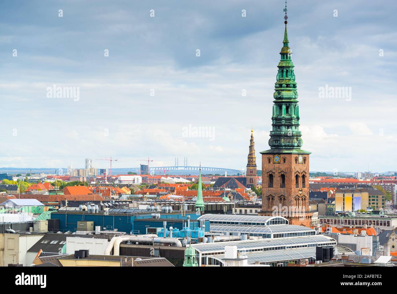 Copenhagen, Danimarca città vecchia skyline della città nel pomeriggio. Foto Stock