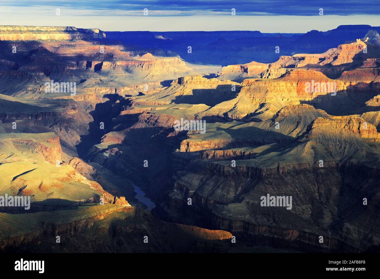 Sonnenaufgang Lipan Point, il Fiume Colorado e il Grand Canyon South Rim, Sued Rand, Arizona, Suedwesten, STATI UNITI D'AMERICA Foto Stock