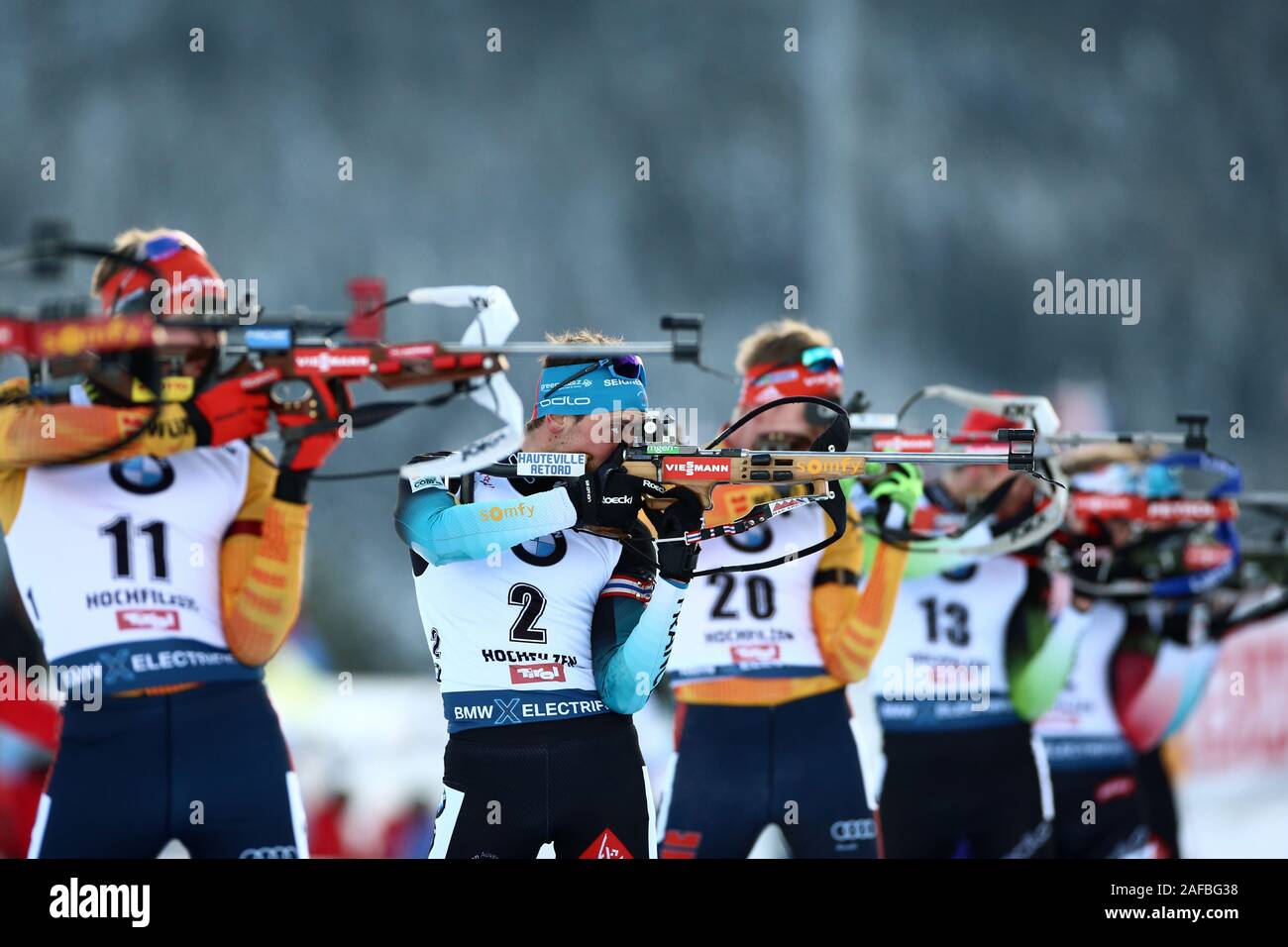 Hochfilzen in Austria. Xiv Dic, 2019. Unione Internazionale Biathlon Coppa del mondo di Hochfilzen, Day 3, Uomini 12,5 km inseguimento, Simon Desthieux (FRA); - Editoriale usare carte di credito: Azione Plus immagini di sport/Alamy Live News Foto Stock