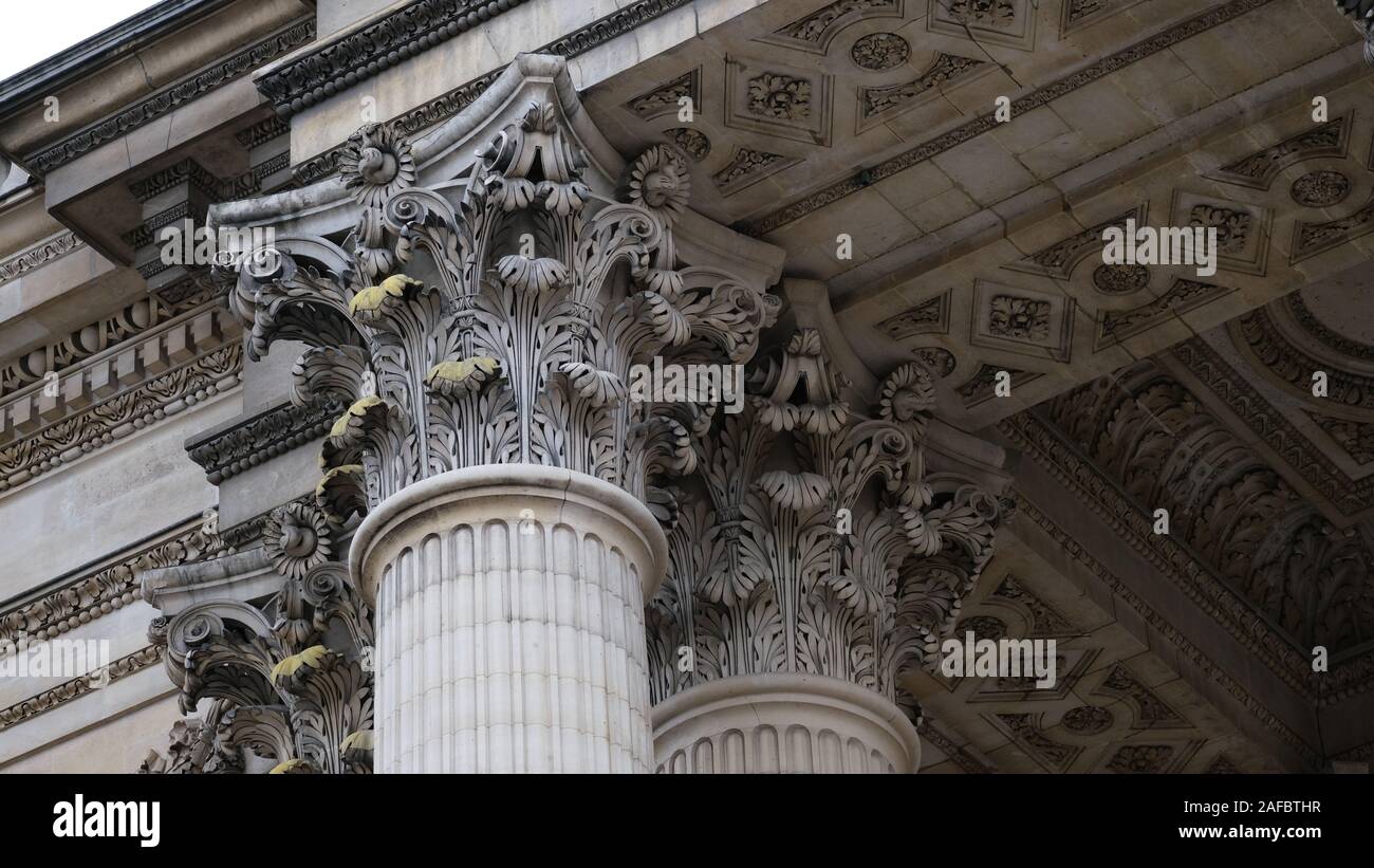 Capitello corinzio al Panthéon Parigi Foto Stock