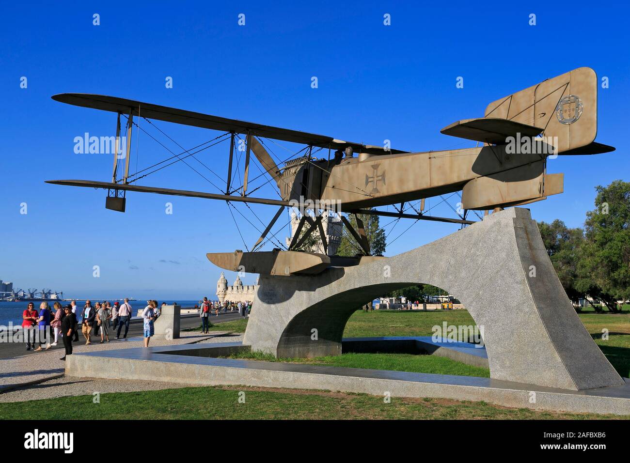 Aviazione Navale monumento, quartiere Belem, Lisbona, Portogallo Foto Stock