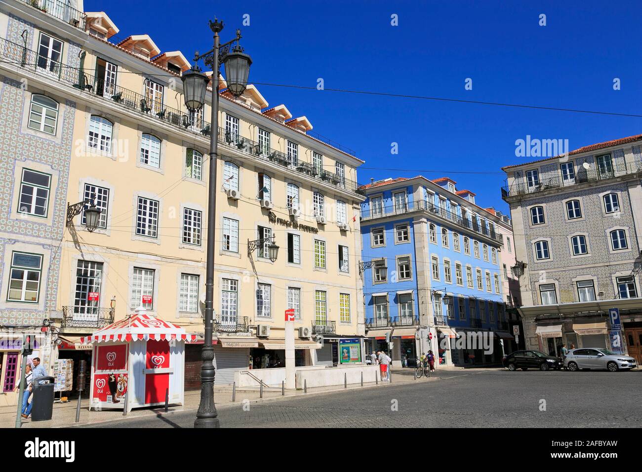 Praça da Figueira, Lisbona, Portogallo Foto Stock