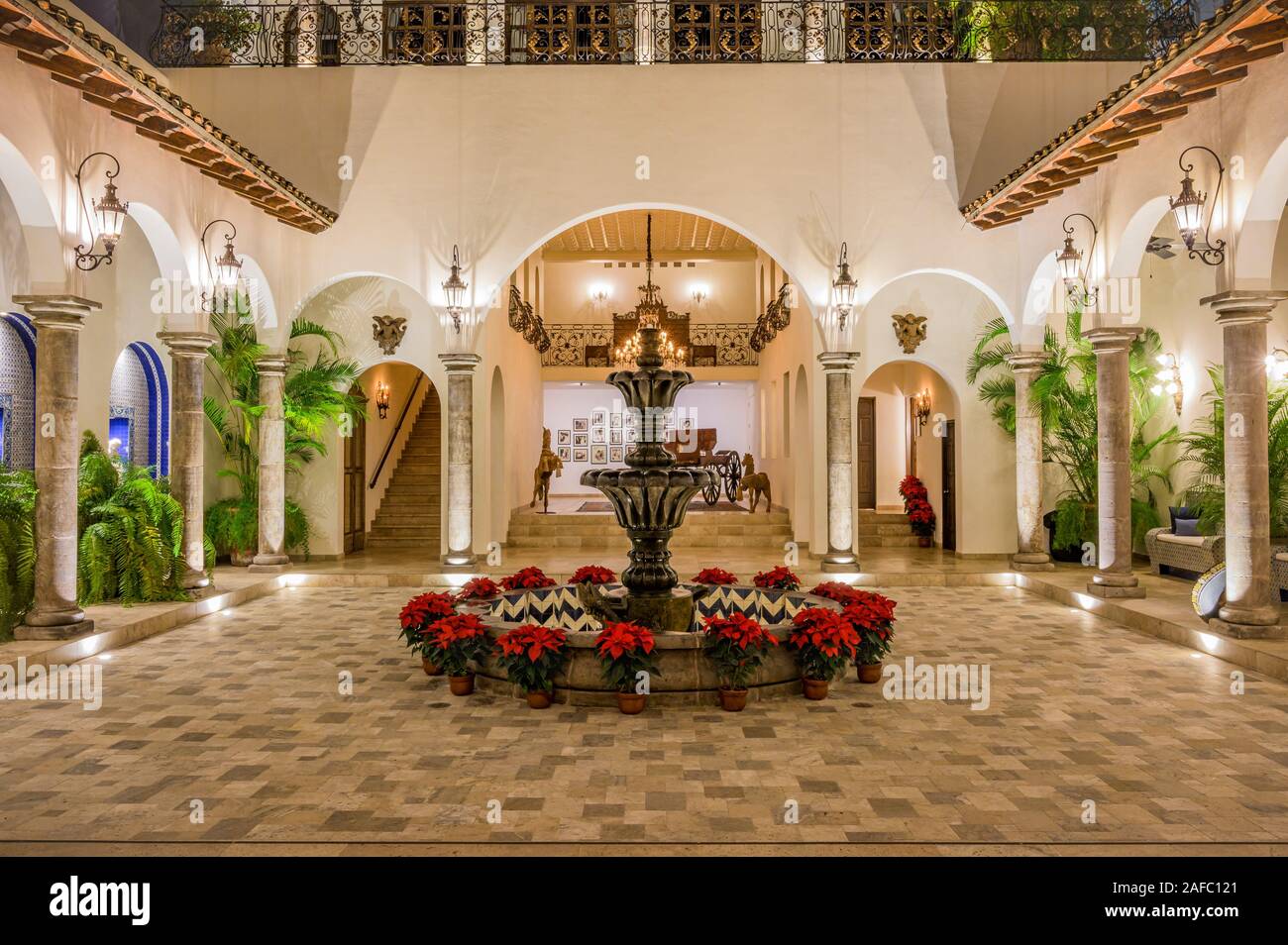 Patio a luxury boutique hotel Casa Kimberly in Puerto Vallarta, Jalisco, Messico. Foto Stock