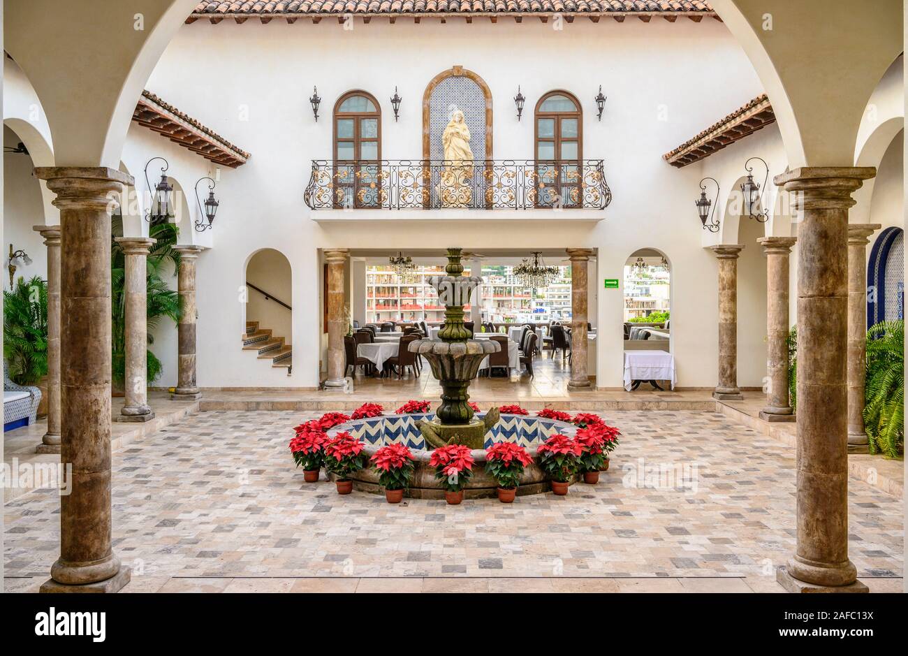 Un Patio al boutique hotel di lusso Casa Kimberly in Puerto Vallarta, Jalisco, Messico. Foto Stock