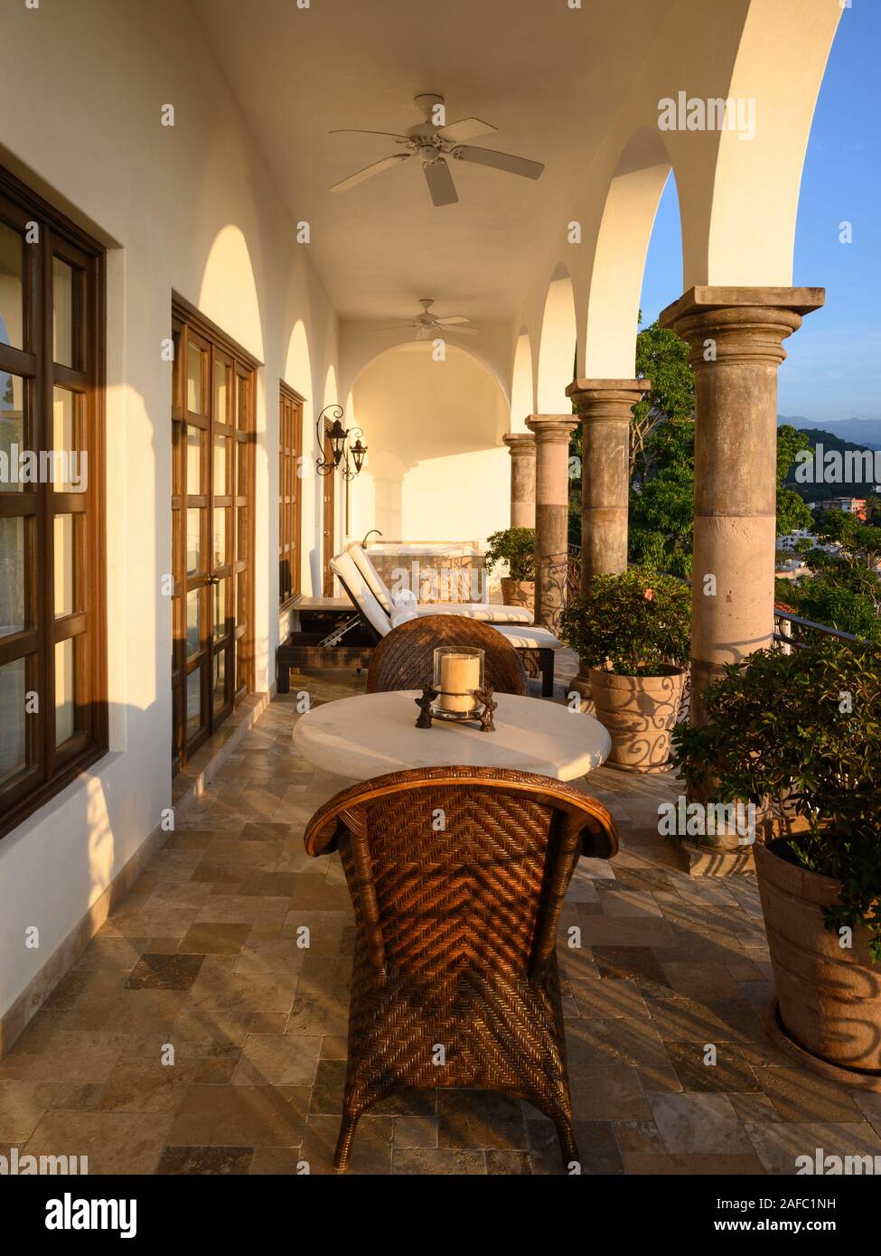 Terrazza privata della camera VIP a Casa Kimberly, Puerto Vallarta, Jalisco, Messico. Foto Stock