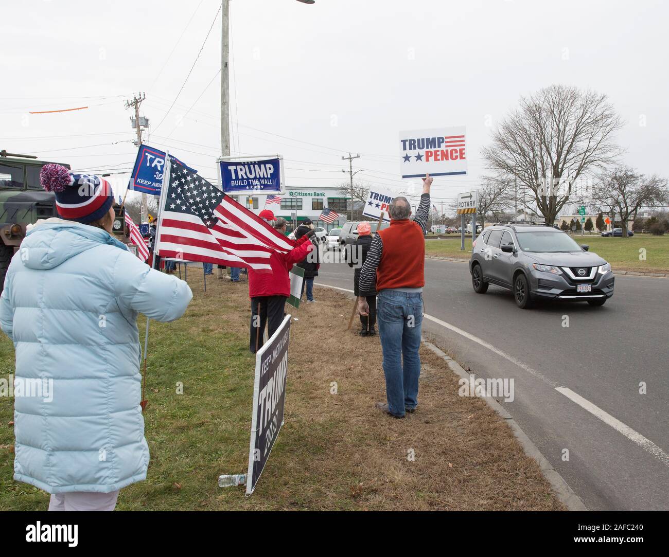 Un pro Trump politica dei rally in Hyannis, Massachusetts, sul Cape Cod, STATI UNITI D'AMERICA Foto Stock