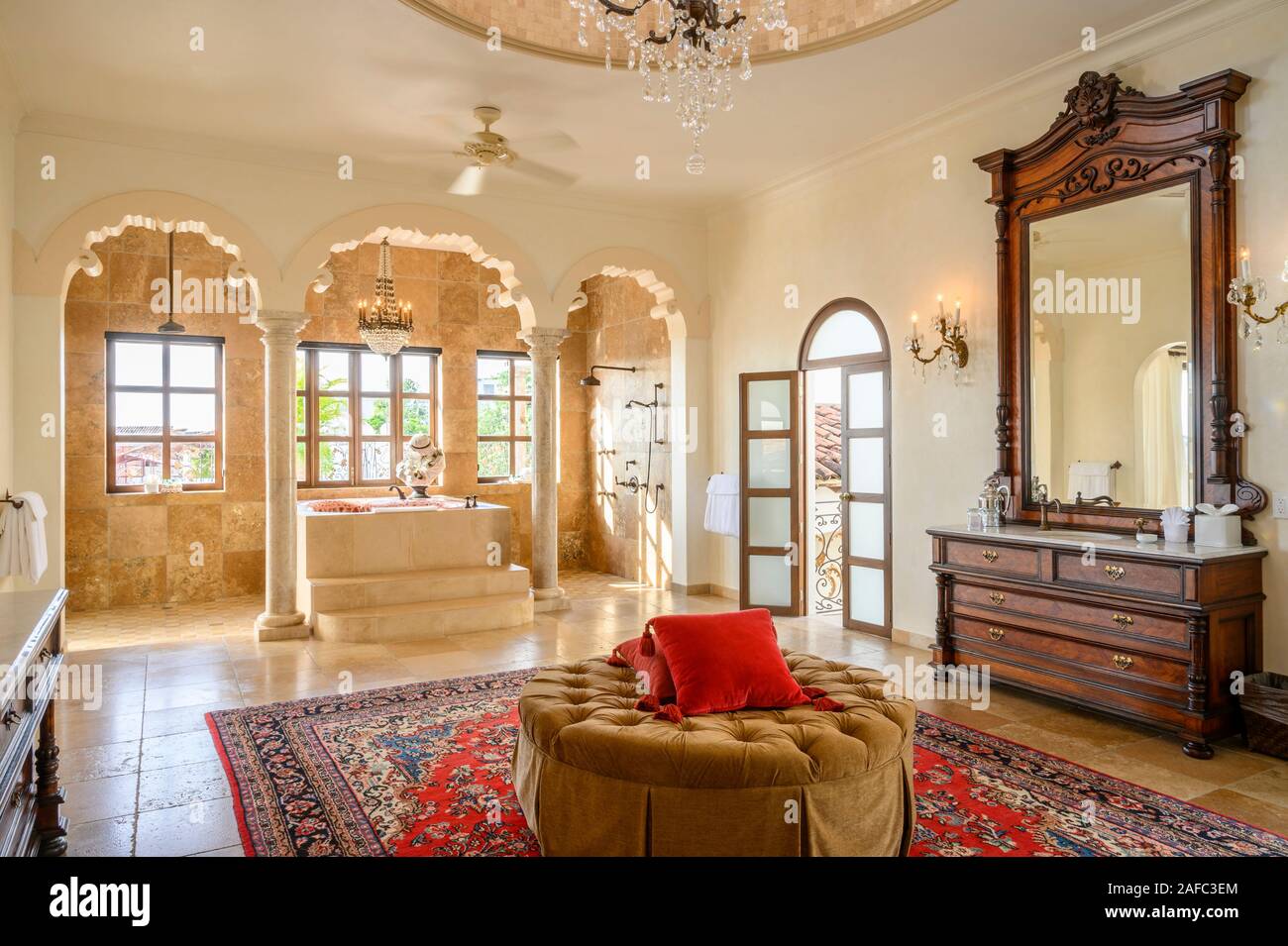 Elizabeth Taylor la stanza da bagno di Suite a Casa Kimberly, Puerto Vallarta, Jalisco, Messico. Foto Stock