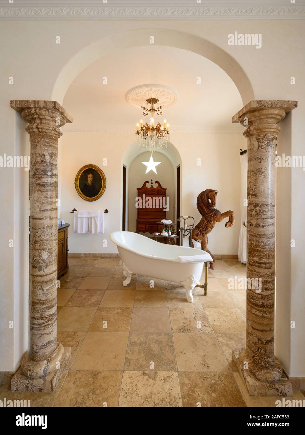 Bagno in camera Suite di velluto a Casa Kimberly, Puerto Vallarta, Jalisco, Messico. Foto Stock