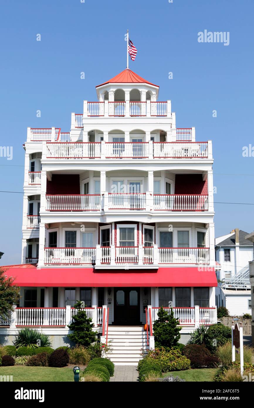 Esempi di architettura in Cape May, New Jersey. Un luogo di villeggiatura conosciuto soprattutto per il Vittoriano strutture a tema Foto Stock