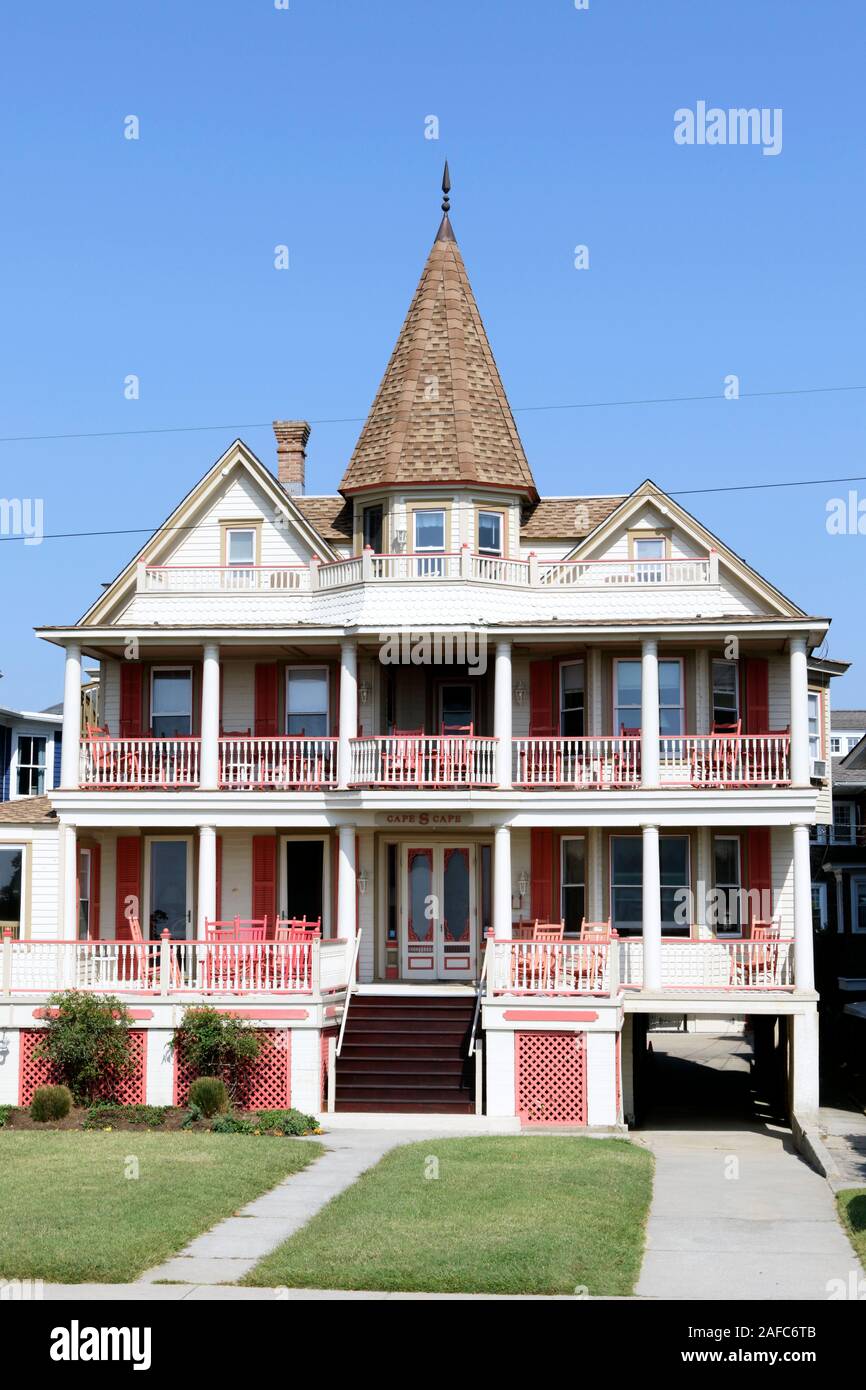 Esempi di architettura in Cape May, New Jersey. Un luogo di villeggiatura conosciuto soprattutto per il Vittoriano strutture a tema Foto Stock