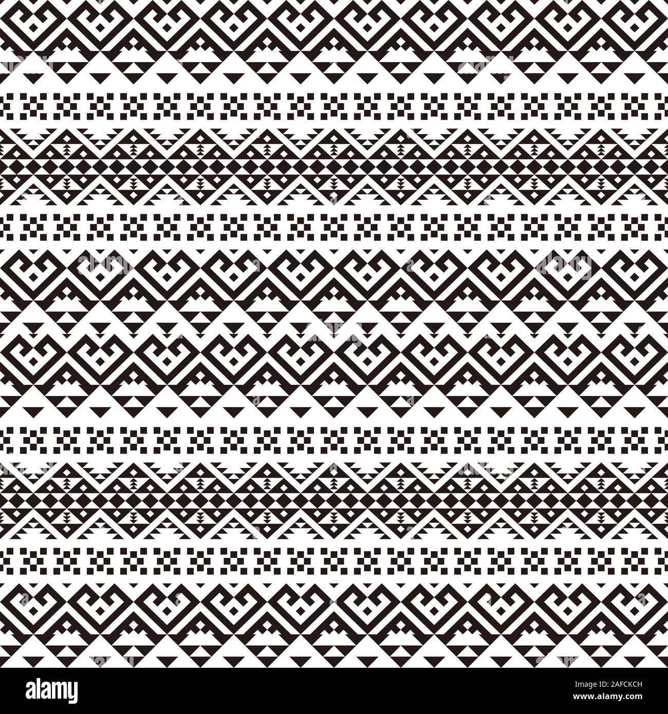 Etnica ikat mostrando Aztec Pattern Design. Illustrazione di Seamless modello etnico vettore Foto Stock