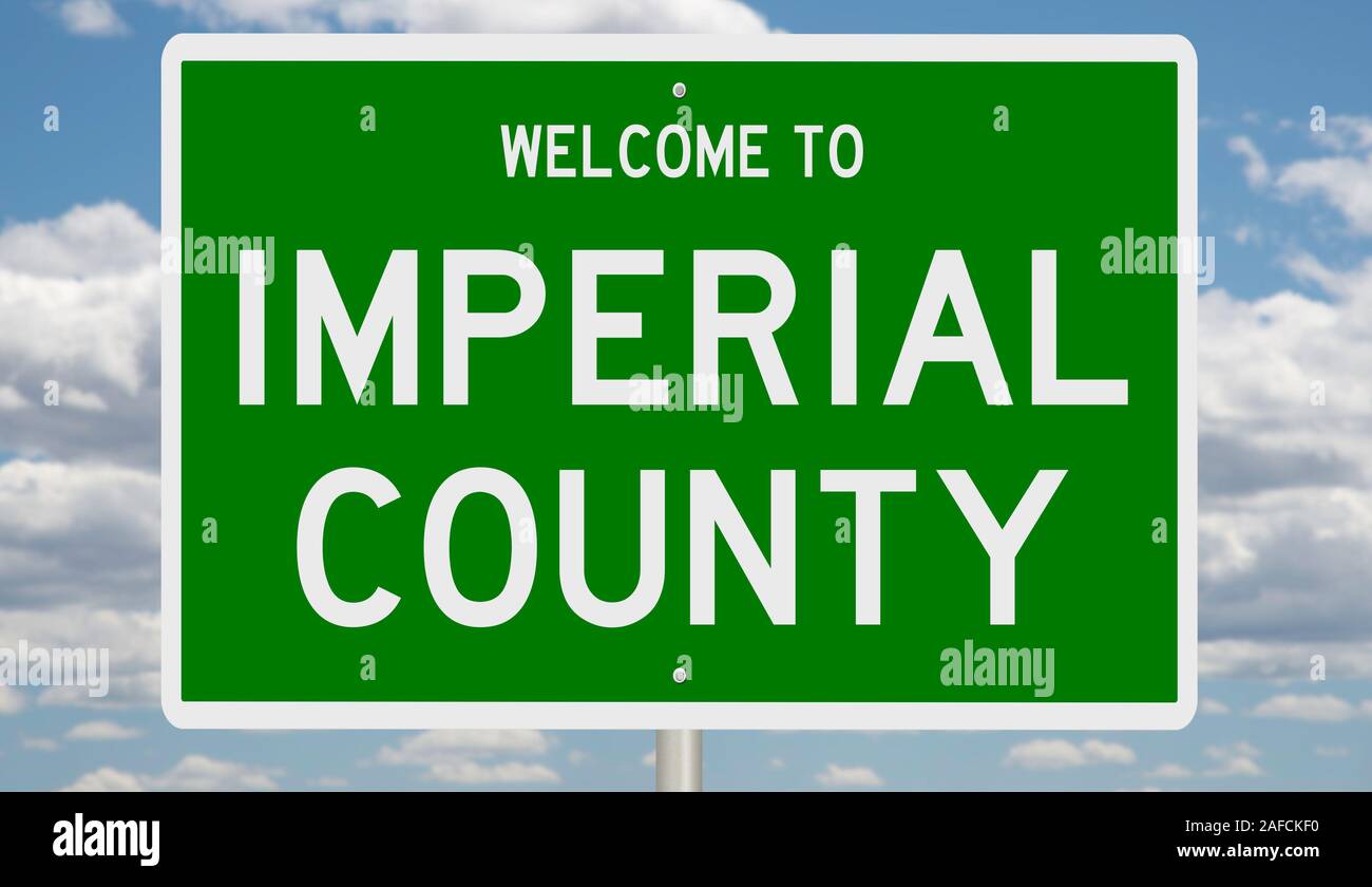 Il rendering di un verde 3d autostrada segno per Imperial County Foto Stock