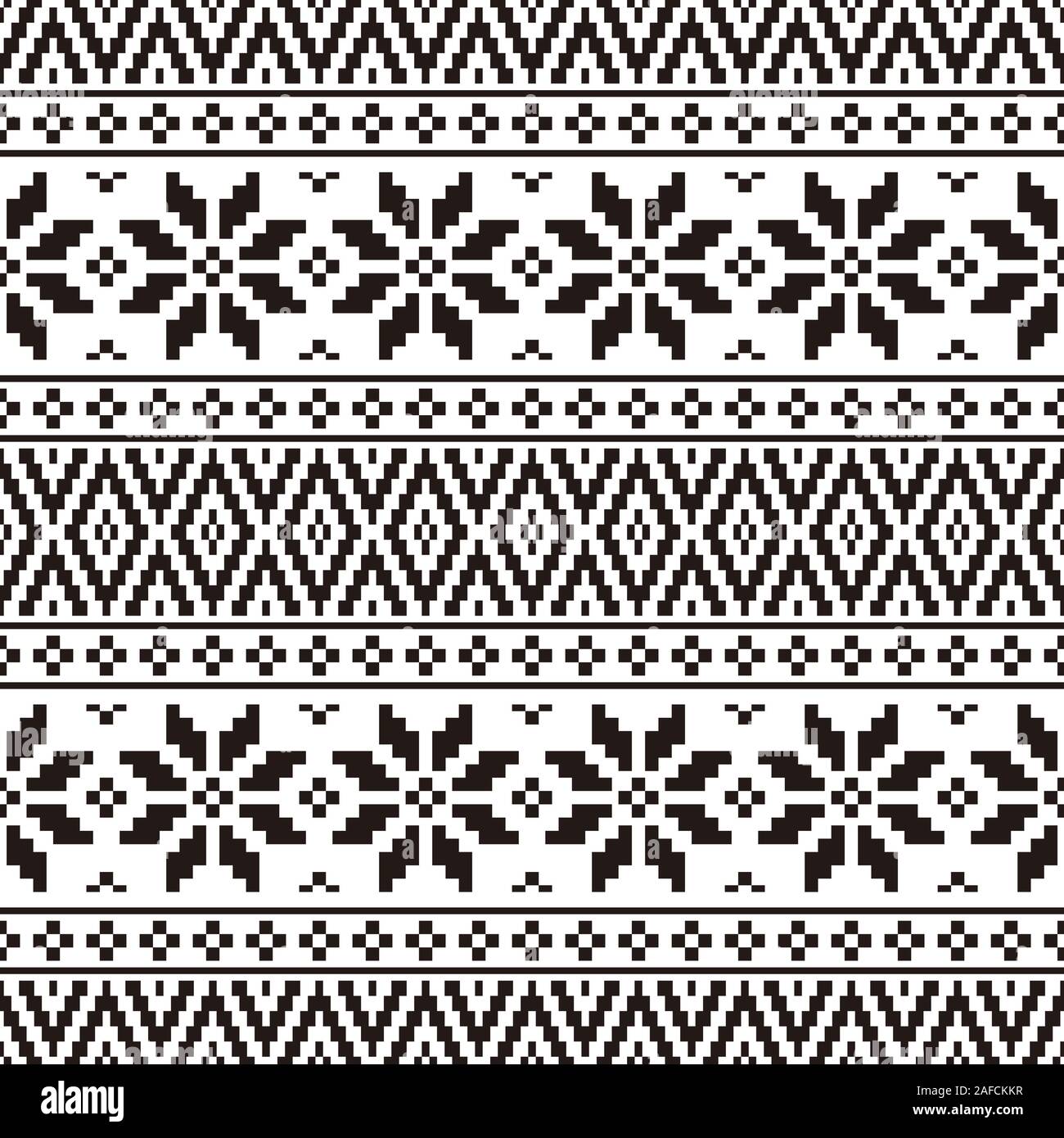 Modello senza giunture etnico tradizionale con disegno tribale Illustrazione vettoriale in colore bianco nero Illustrazione Vettoriale