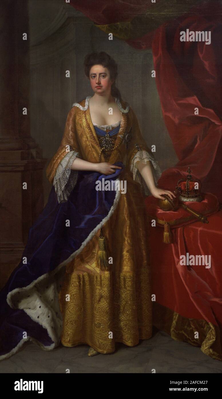 Reina Ana (1665-1714). Reina de Inglaterra, Escocia e Irlanda (1702-1707). Dinastía Estuardo. Retrato realizado por Michael Dahl (h.1659-1743). Oleo sobre lienzo, 1705. National Portrait Gallery. Londres. Inglaterra. Foto Stock