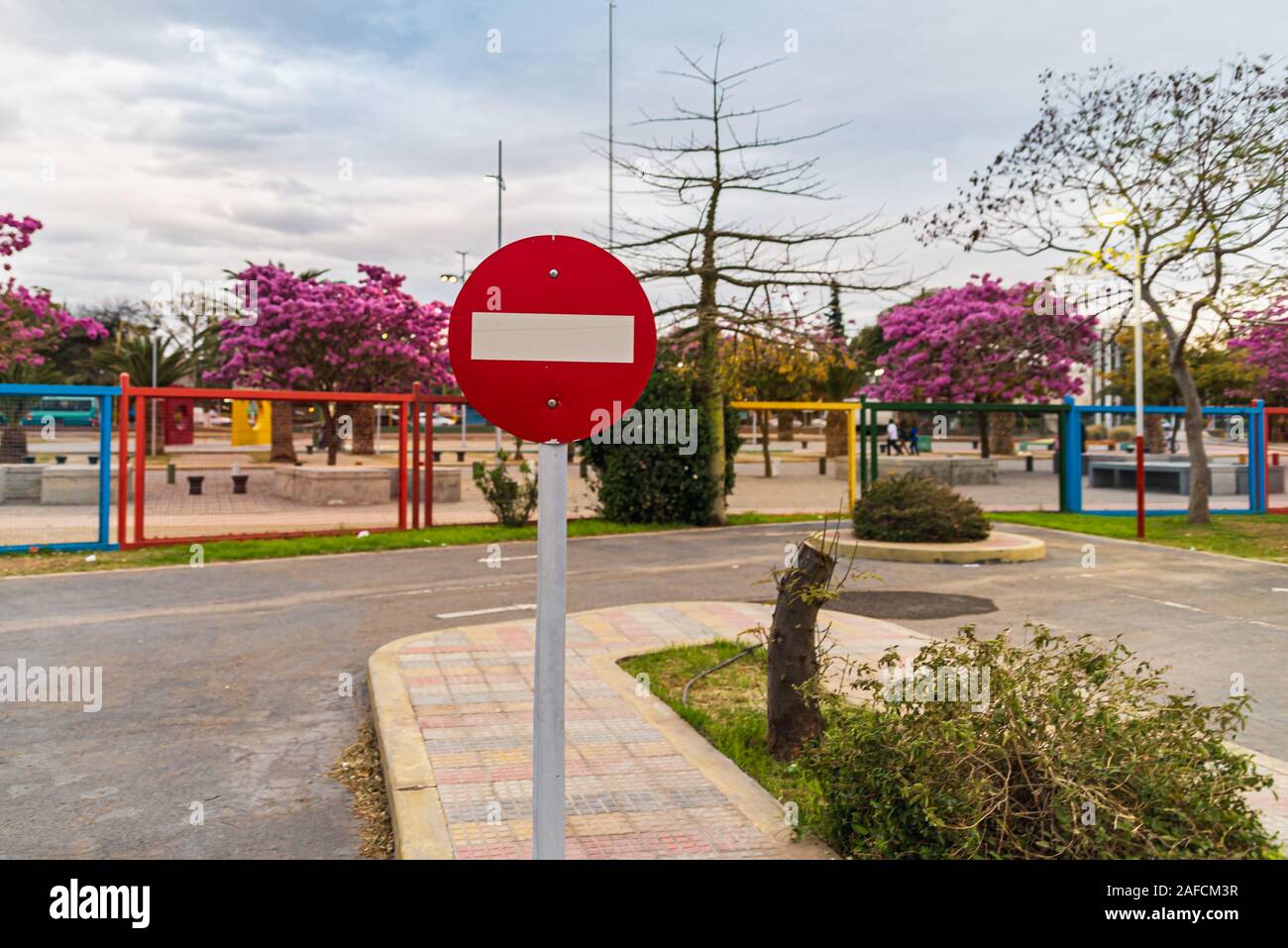 Unità di formazione per i bambini. Traffico esperienza educativa - area di esercitazione per i bambini. Mini auto road, segnaletica stradale e semaforo. Foto Stock