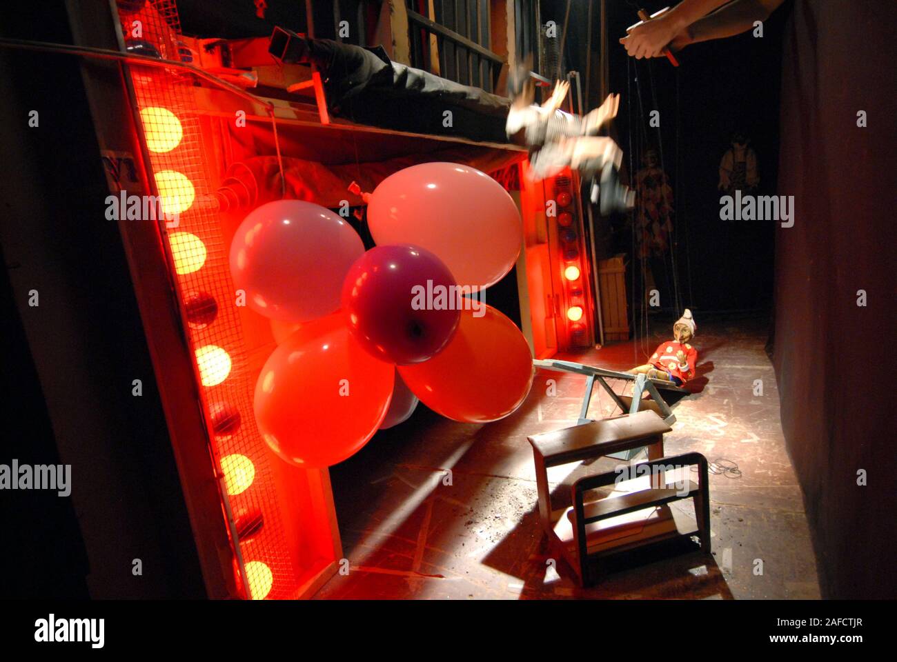 TORINO, ITALIA - Febbraio 2008: Museo dei Burattini in Gianduja teatro, una collezione di Lupi famiglia. Una famiglia di burattinai italiani che hanno iniziato la loro Foto Stock