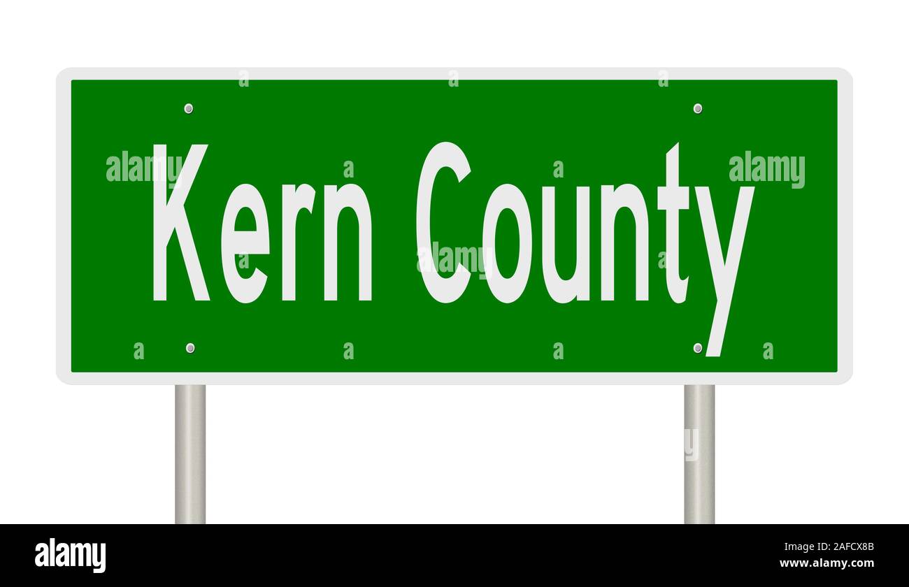 Il rendering di un verde 3d autostrada segno per Kern County Foto Stock