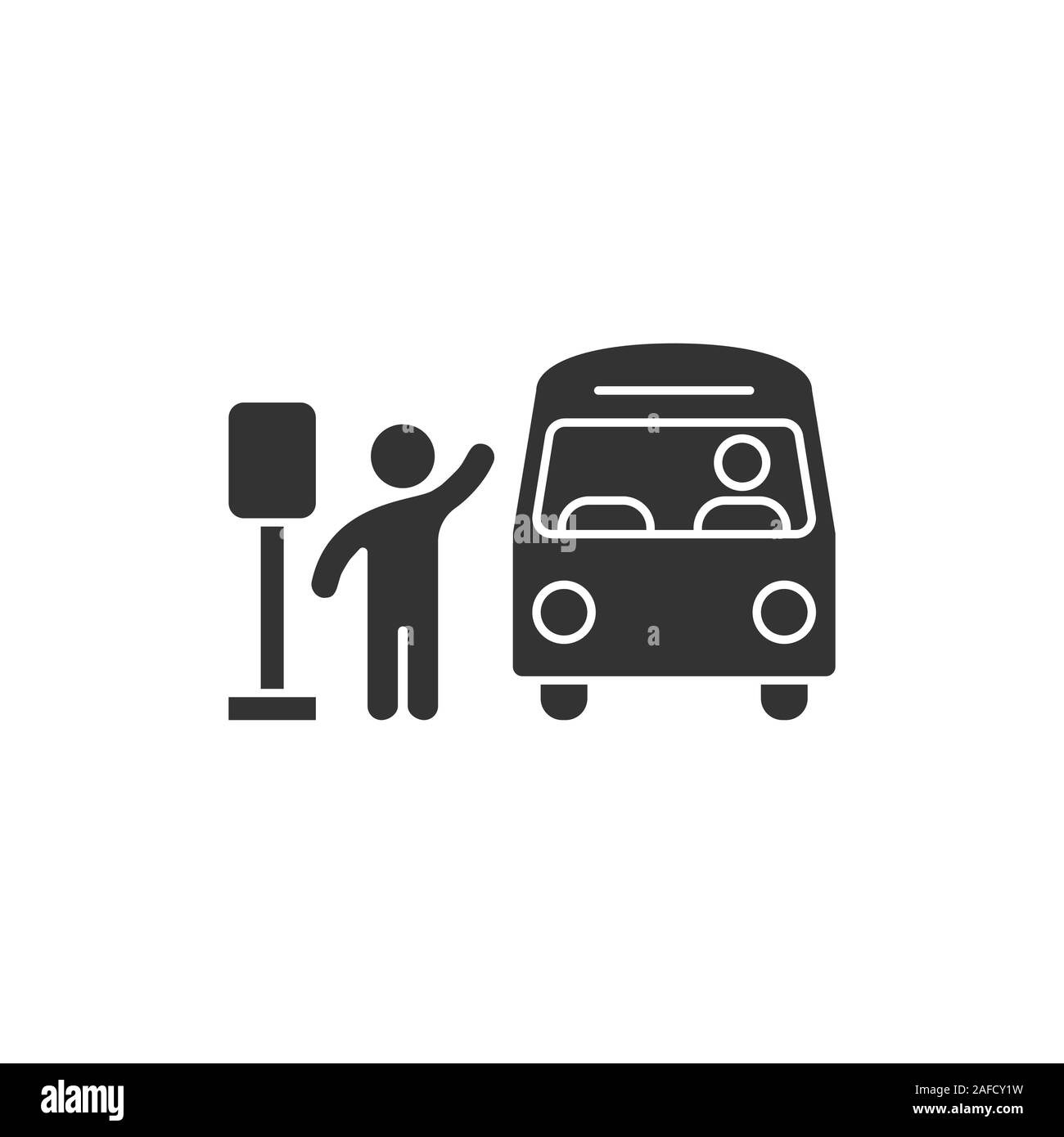 La stazione di autobus icona in stile appartamento. Arresto automatico per illustrazione vettoriale bianco su sfondo isolato. Autobus di linea del veicolo il concetto di business. Illustrazione Vettoriale