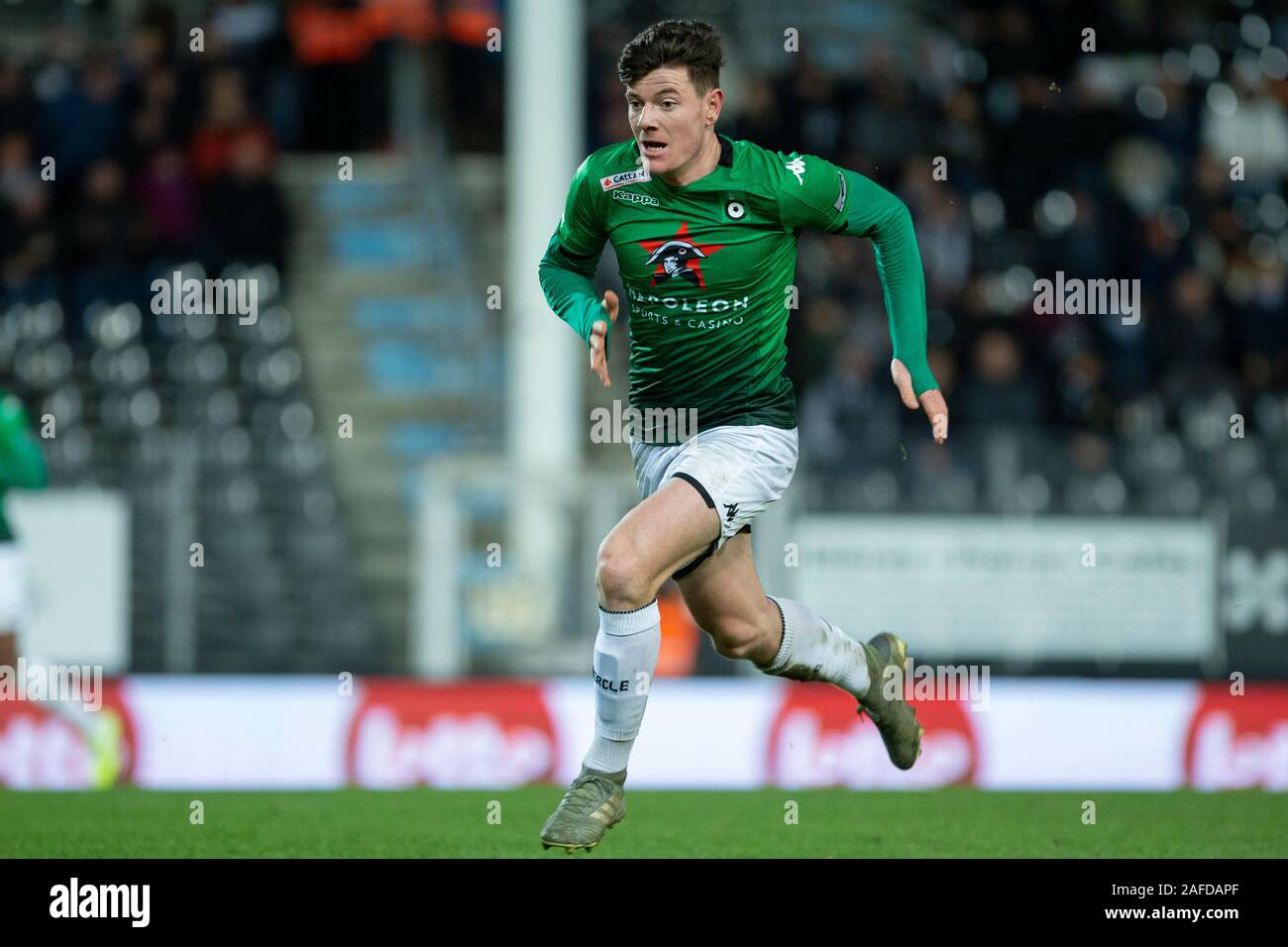 CHARLEROI, Belgio - 14 dicembre: Giulian Biancone del Cercle in azione durante la Jupiler Pro League Match Day 19 tra Sporting Charleroi e Cercle Brugge su dicembre 14, 2019 in Charleroi Stade du Pays de Charleroi, Belgio. (Foto di Frank Abbeloos/ Credito: Pro scatti/Alamy Live News Foto Stock