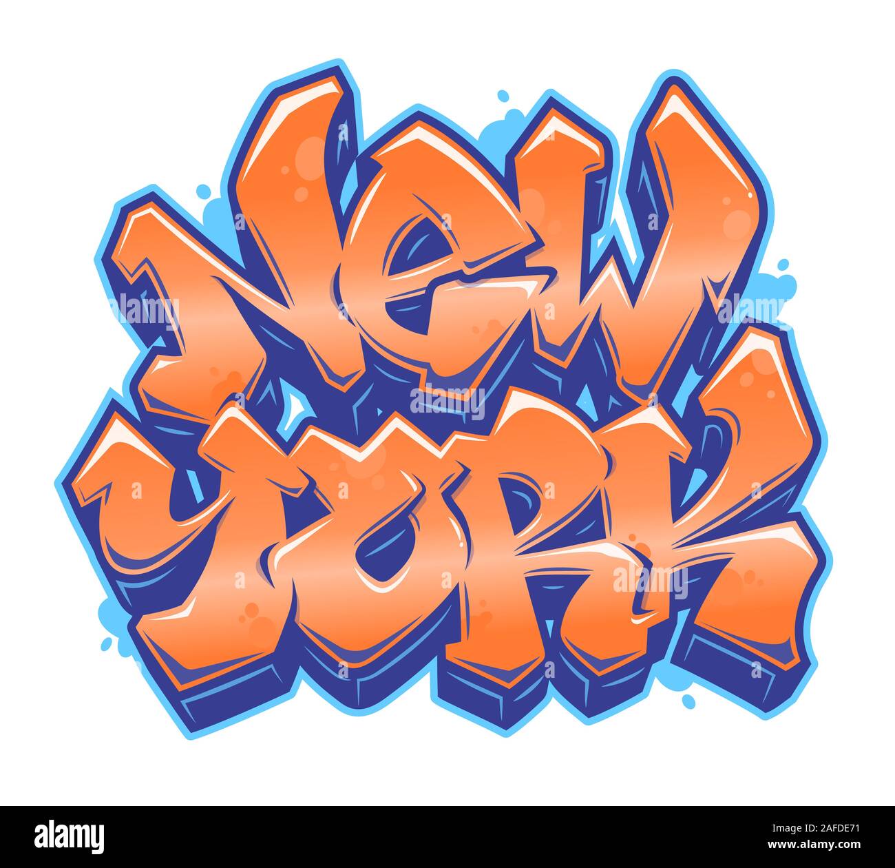 New York scritte leggibili in stile graffiti in arancione brillante e blu  colori personalizzabili. Isolato su sfondo bianco Immagine e Vettoriale -  Alamy