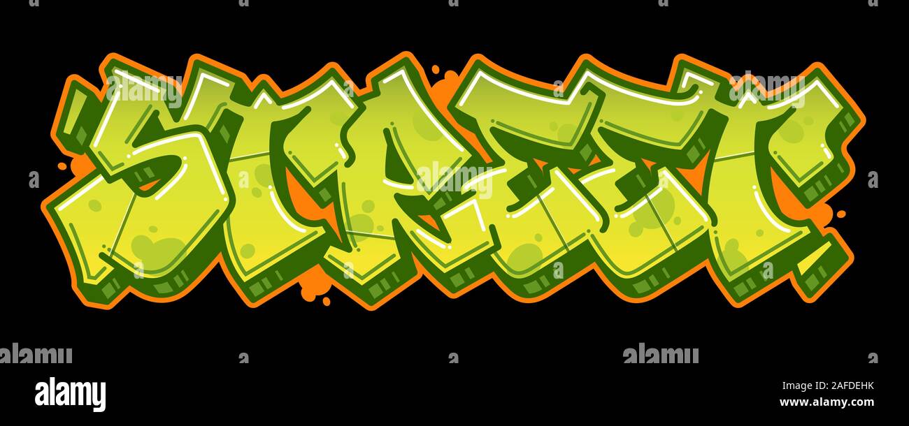 Street parola leggibile in stile graffiti in vivaci colori personalizzabili. Illustrazione Vettoriale