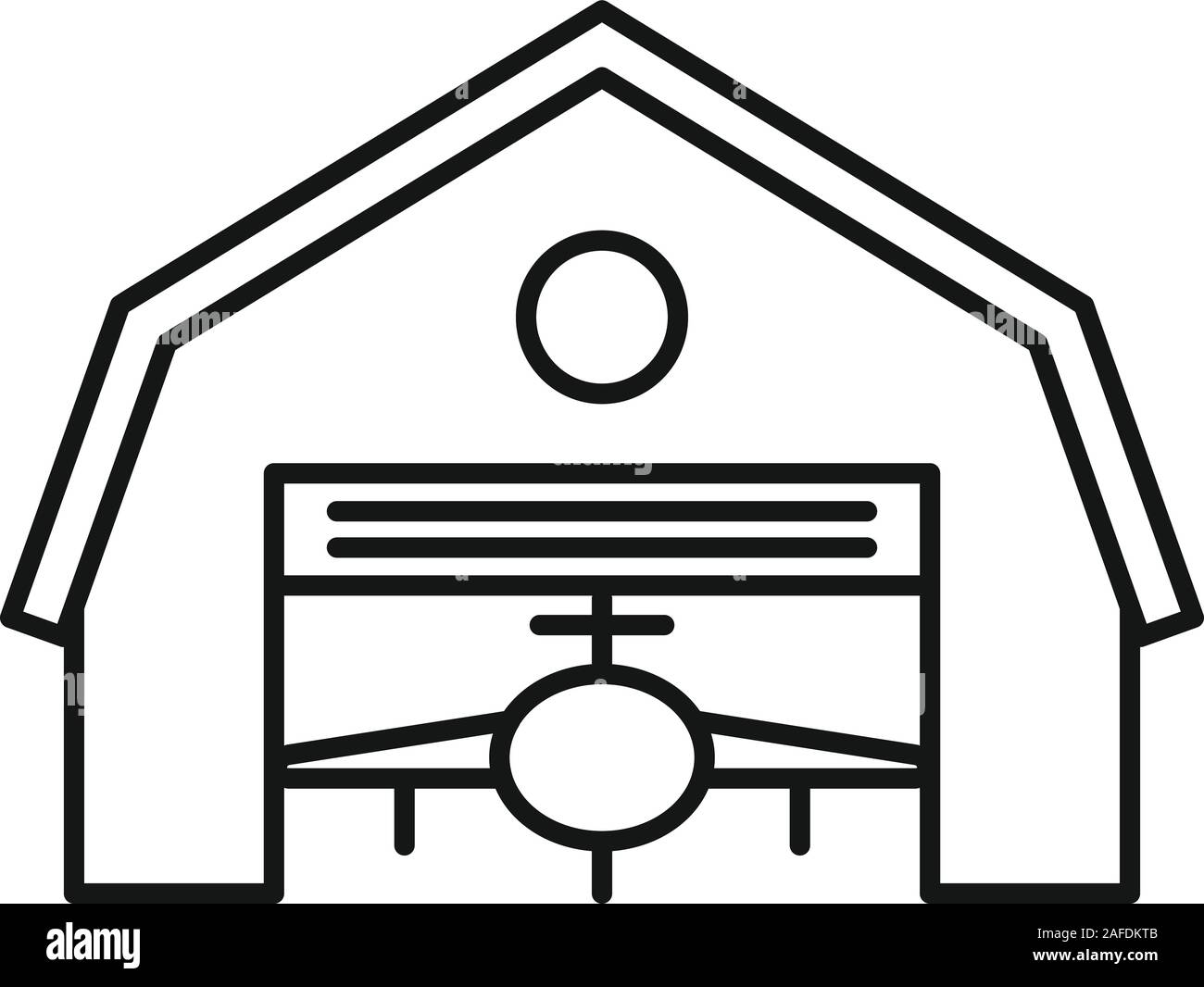 Hangar edificio icona. Delineare hangar edificio icona vettoriali per il web design isolato su sfondo bianco Illustrazione Vettoriale