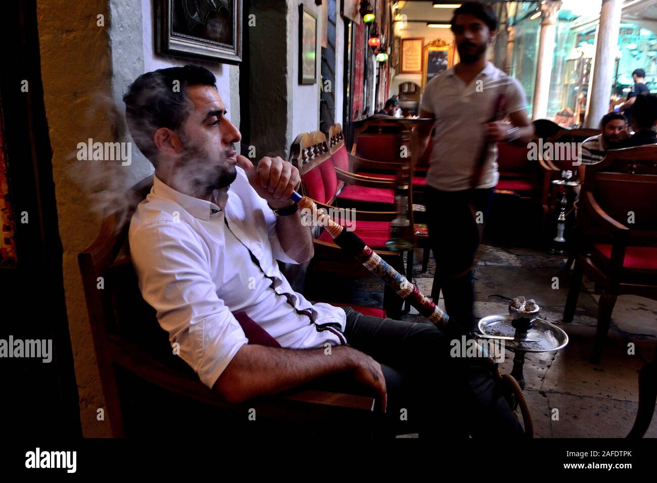 Sala da tè in Istanbul - lo stretto del Bosforo - TURCHIA Foto Stock