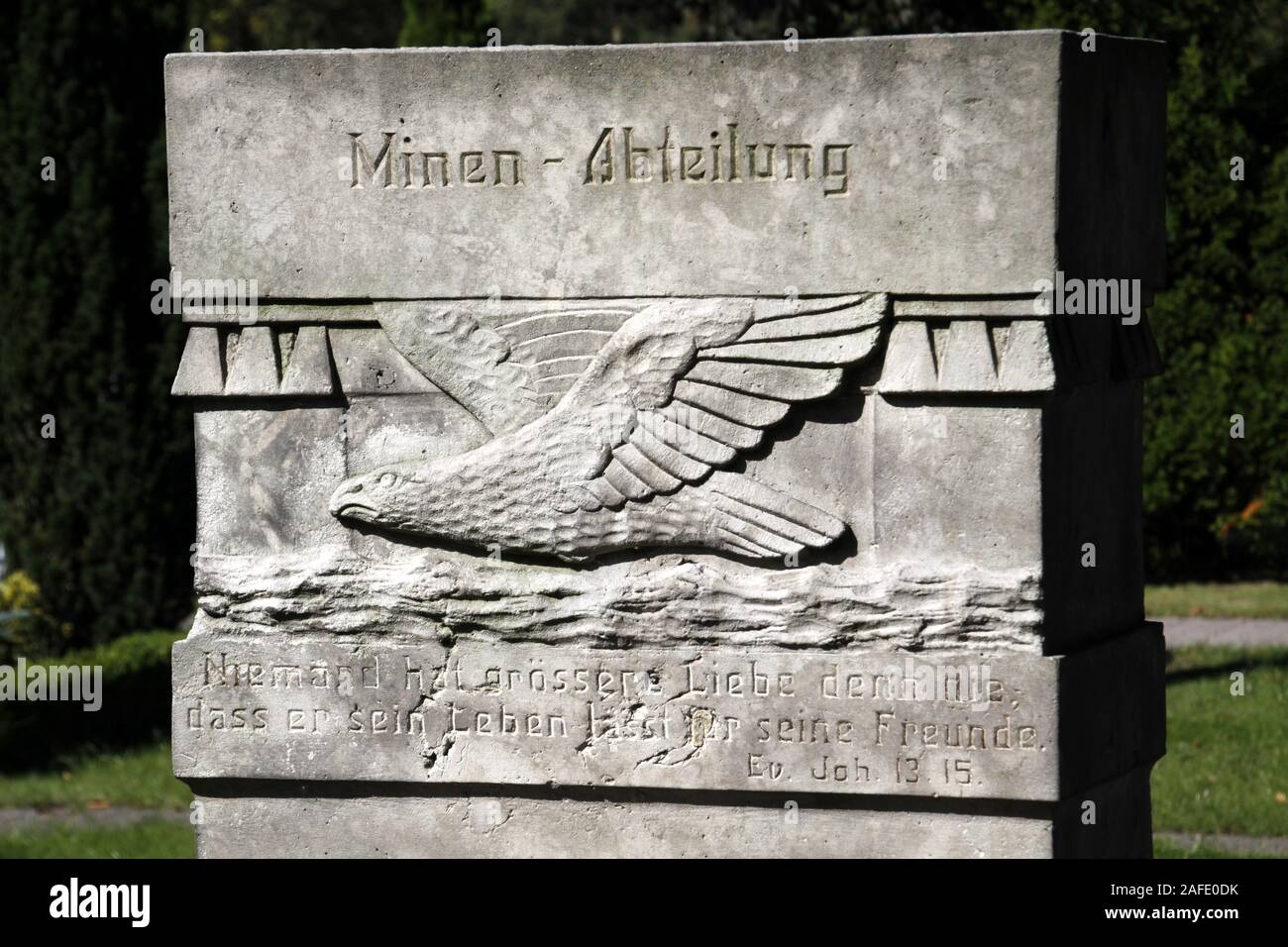 Gedenkstein Minen-Abteilung in Cuxhaven Foto Stock