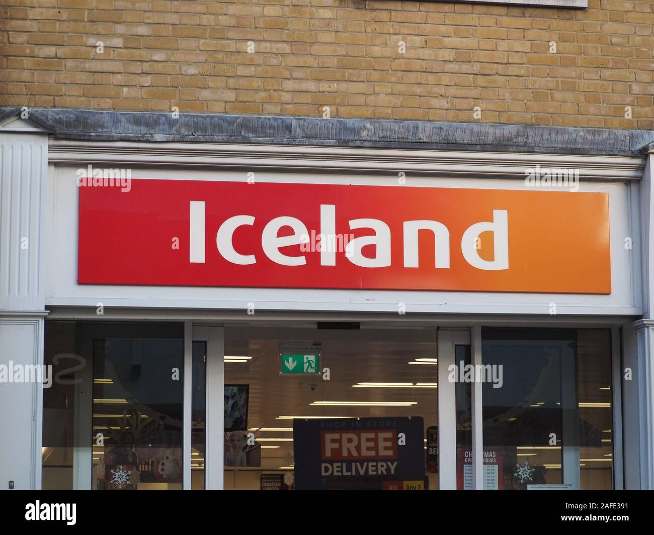 Un supermercato Islanda segno. Foto Stock