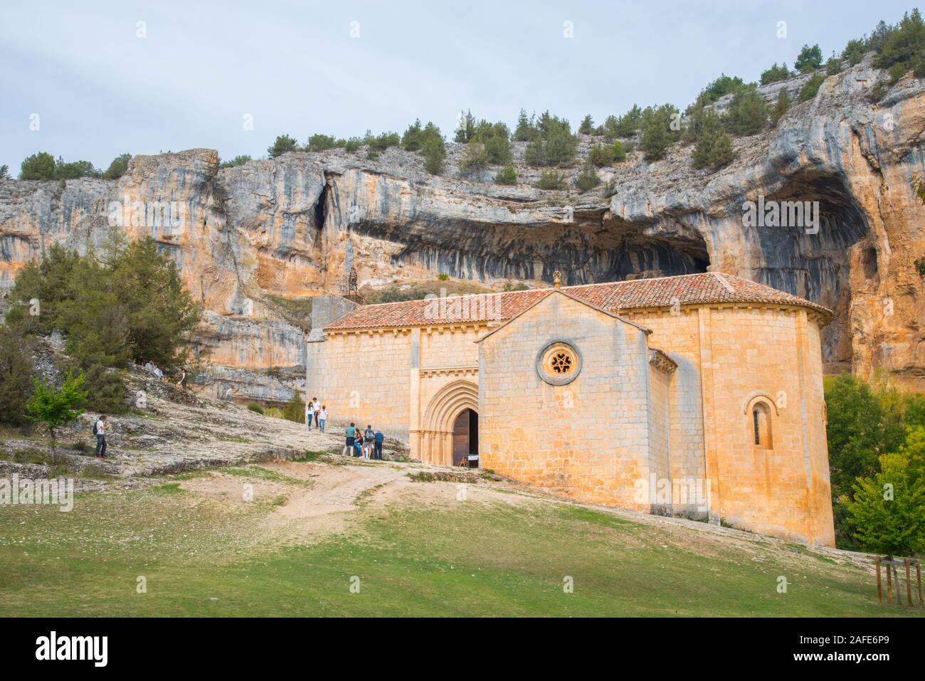 Chiesa di San Bartolomeo. Cañon del Rio Lobos Riserva Naturale, Soria provincia, Castilla Leon, Spagna. Foto Stock