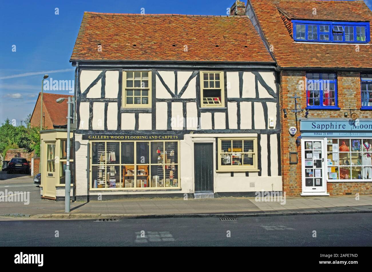 La struttura di legno negozio di tappeti, Thame, Oxfordshire Foto Stock