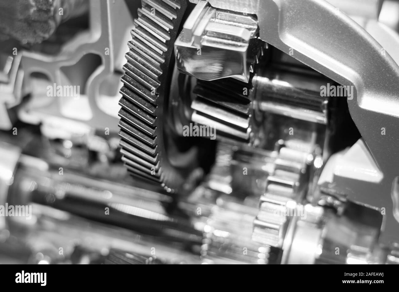 Motore a combustione interna automotive, frammento di motore di close-up. Foto Stock