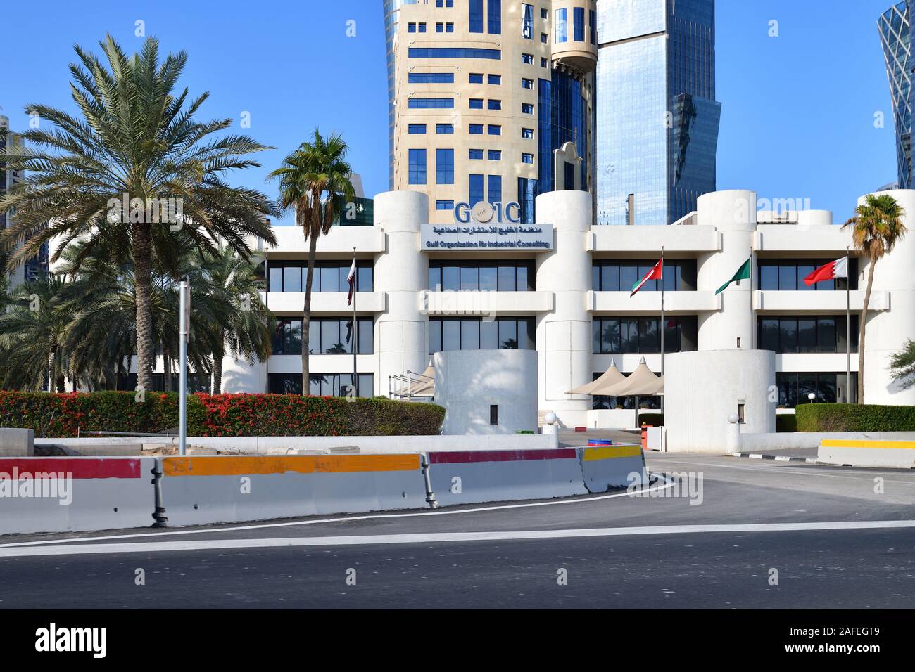 Doha, Qatar - Nov 24. 2019. Gulf Organization for Industrial Consulting GOIC on al Corniche Street Foto Stock