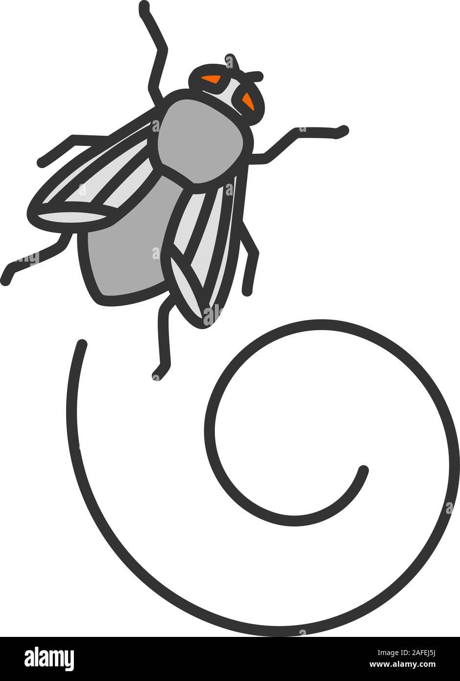 Colore Housefly icona. Musca domestica. Volare un insetto. Isolato illustrazione vettoriale Illustrazione Vettoriale
