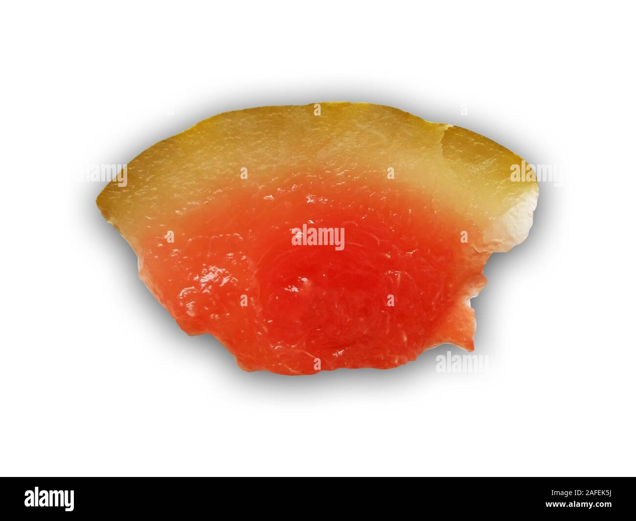 Decapati cocomero su sfondo bianco Foto Stock