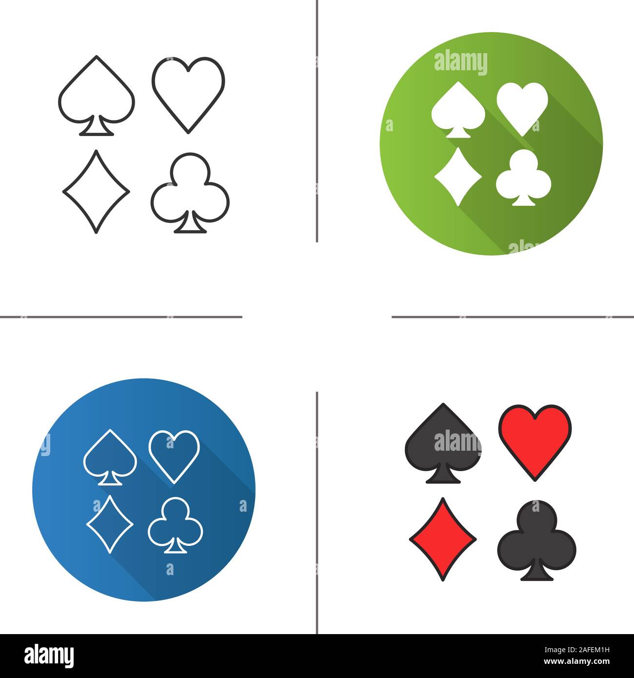 Tute di carte da gioco icona. Design piatto, lineare e stili colore. Isolato illustrazioni vettoriali Illustrazione Vettoriale