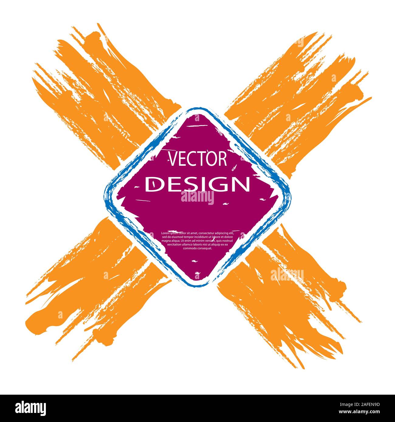 Piazza e attraversando le strisce con bordi frastagliati imitando una spazzolata per la progettazione di banner, t-shirt, volantini. In stile appartamento. Isolato su whit Illustrazione Vettoriale