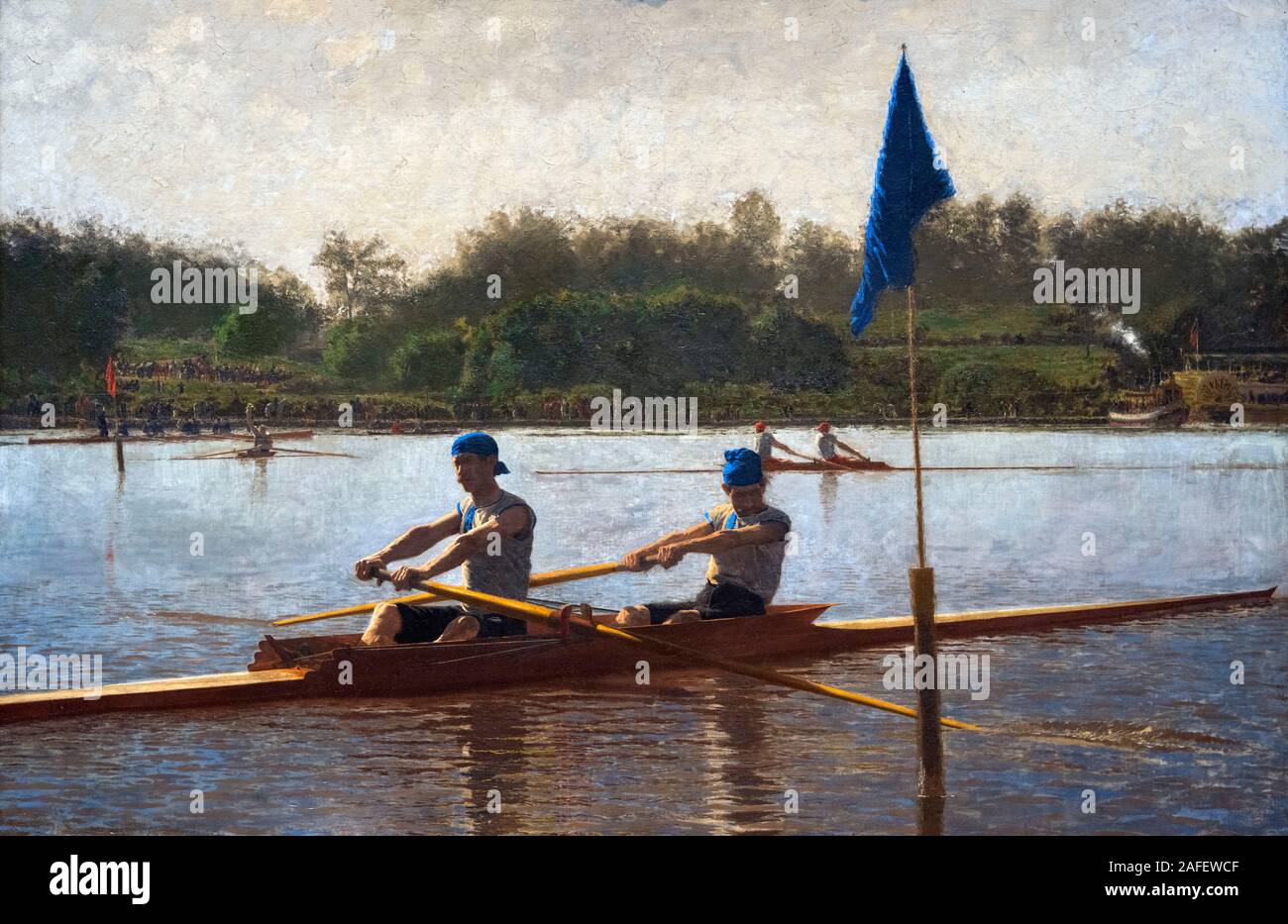 Il Biglin fratelli ruotando il picchetto da Thomas Eakins (1844-1916), olio su tela, 1873. Il dipinto raffigura una famosa gara di canottaggio che ha avuto luogo sul fiume Schuylkill in Philadelphia durante il mese di maggio 1872. Foto Stock