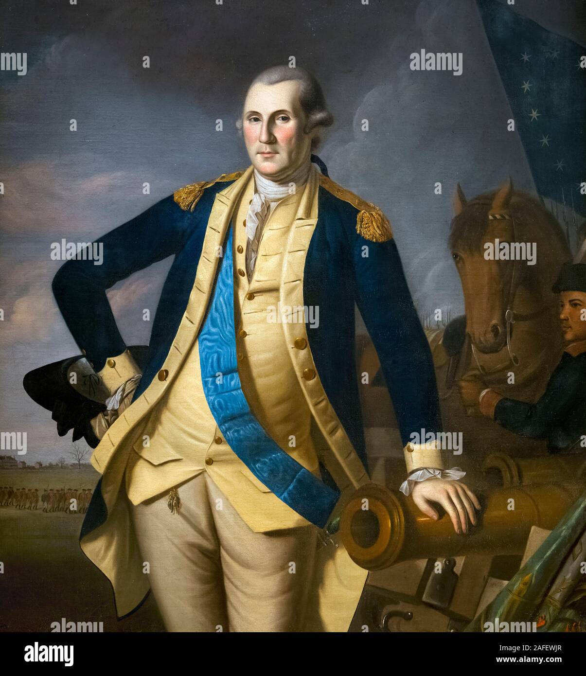George Washington nella battaglia di Princeton da Charles Willson Peale, olio su tela, c.1779 Foto Stock