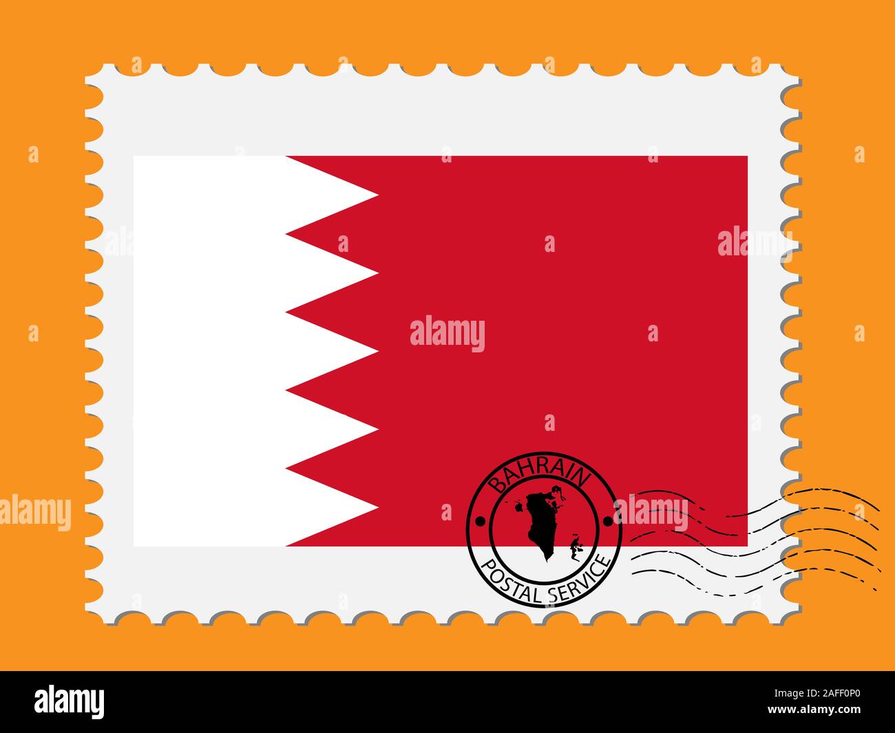 Bahrain Flag Poststage Stamp illustrazione vettoriale EPS 10 Illustrazione Vettoriale