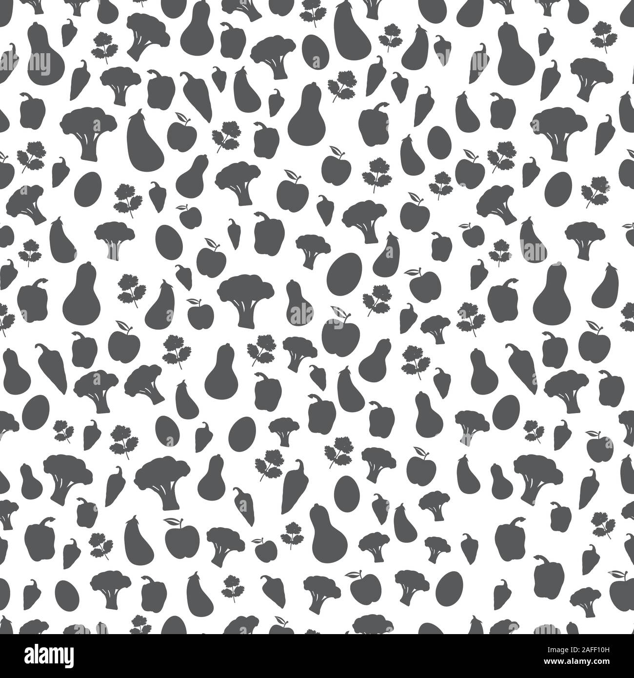 Grigio silhouette alimentare seamless pattern illustrazione dello sfondo Illustrazione Vettoriale