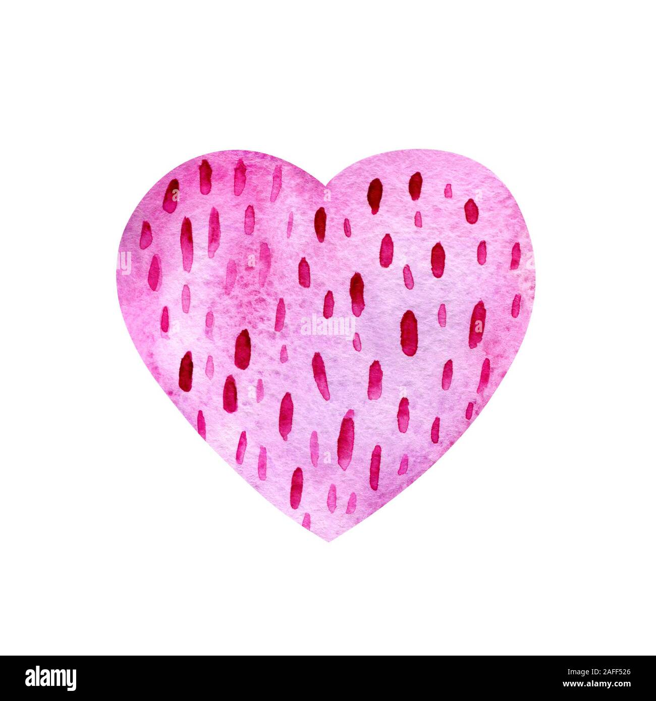 Acquerello rosa a forma di cuore pattern. Delicato sfondo lilla con carta di consistenza e di tratti, segni del pennello, strisce, punti. Per matrimonio inviti un Foto Stock